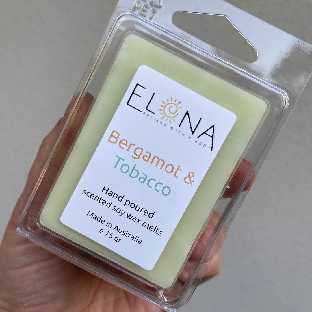 Bergamot & Tobacco Melt [Not Restocking Once Sold Out]-Soy Wax Melts-Elena Bath and Body-natural-eco-friendly-pure-strong-fragrance-long-lasting-handmade-in-australia