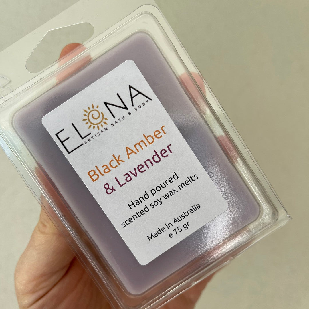 Black Amber & Lavender Melt-Soy Wax Melts-Elena Bath and Body-natural-eco-friendly-pure-strong-fragrance-long-lasting-handmade-in-australia