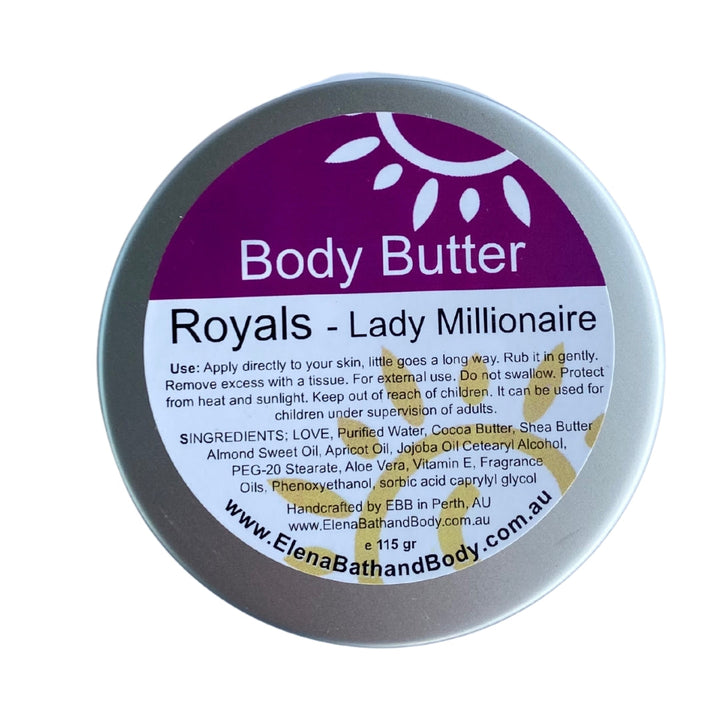 Body Butter - Lady Millionaire (Royals)-Moisturiser-Elena Bath and Body-natural-body-butter-cream-lotion-hand-made-in-australia