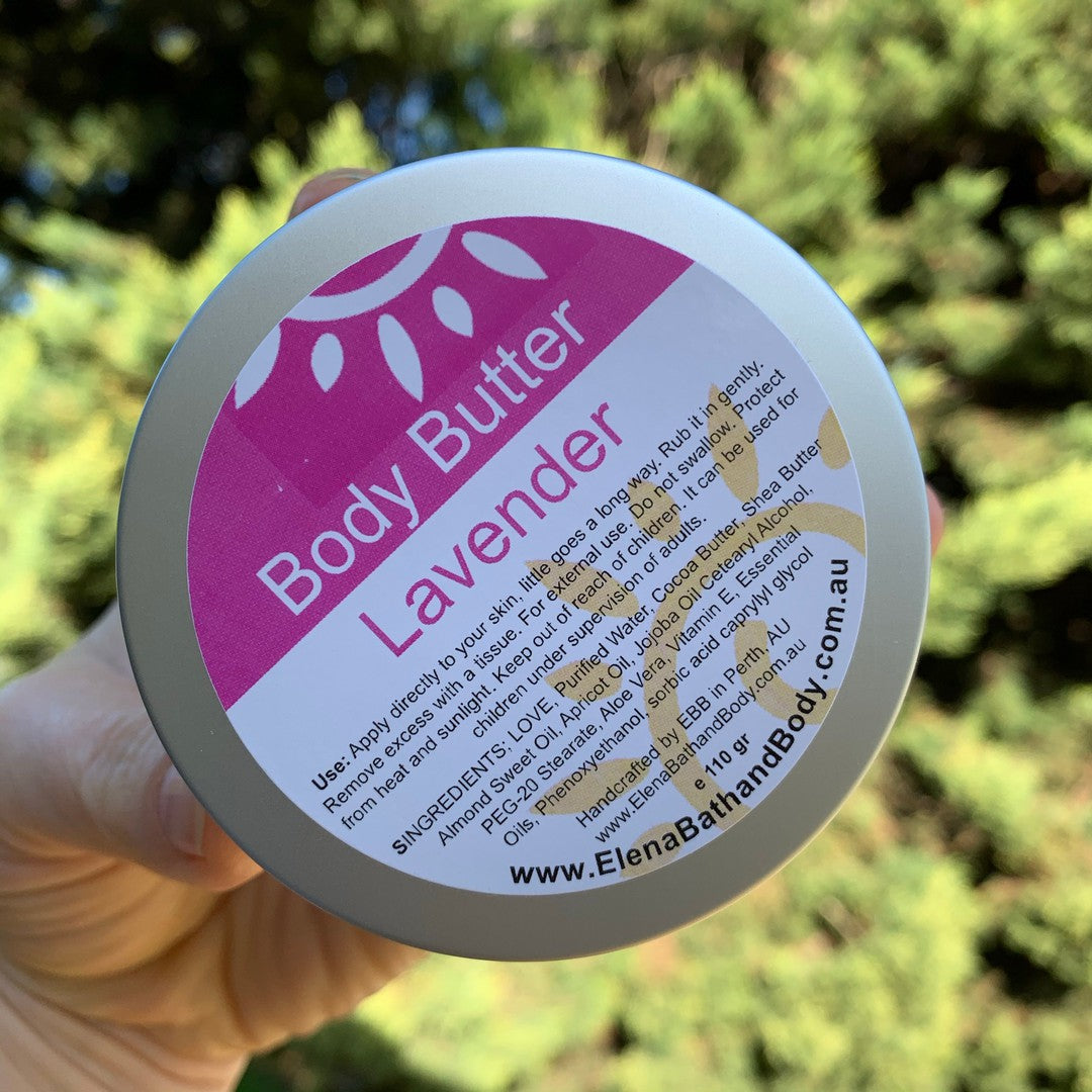 Body Butter - Lavender *EO-Moisturiser-Elena Bath and Body-natural-body-butter-cream-lotion-hand-made-in-australia