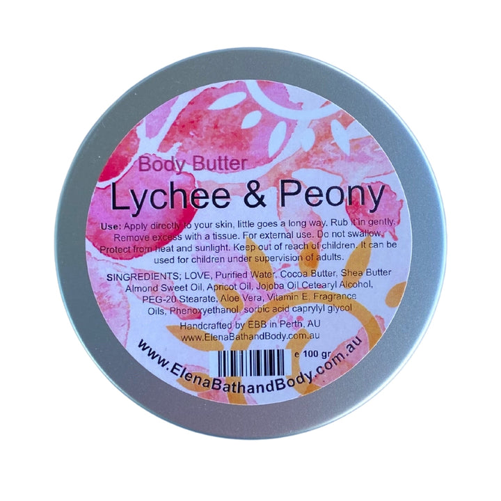 Body Butter - Lychee & Peony-Moisturiser-Elena Bath and Body-natural-body-butter-cream-lotion-hand-made-in-australia