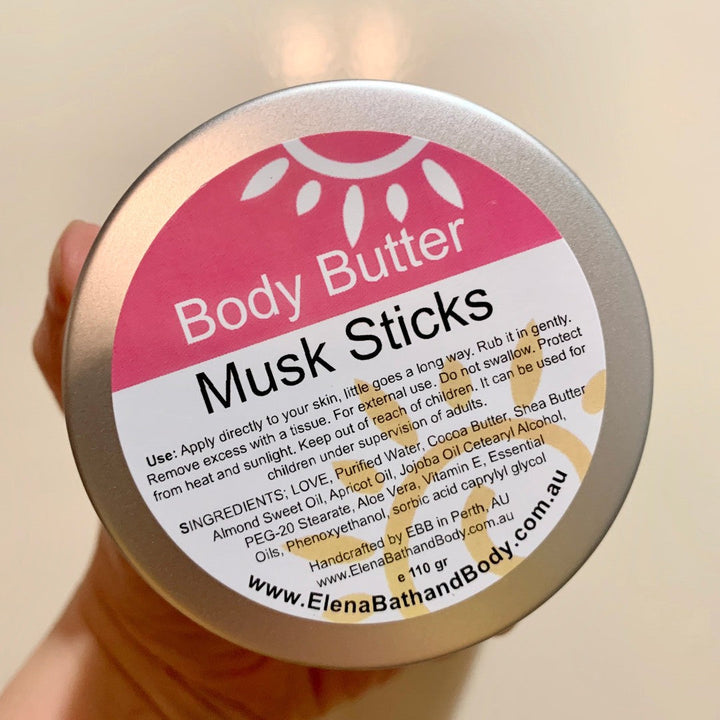 Body Butter - Musk Sticks-Moisturiser-Elena Bath and Body-natural-body-butter-cream-lotion-hand-made-in-australia