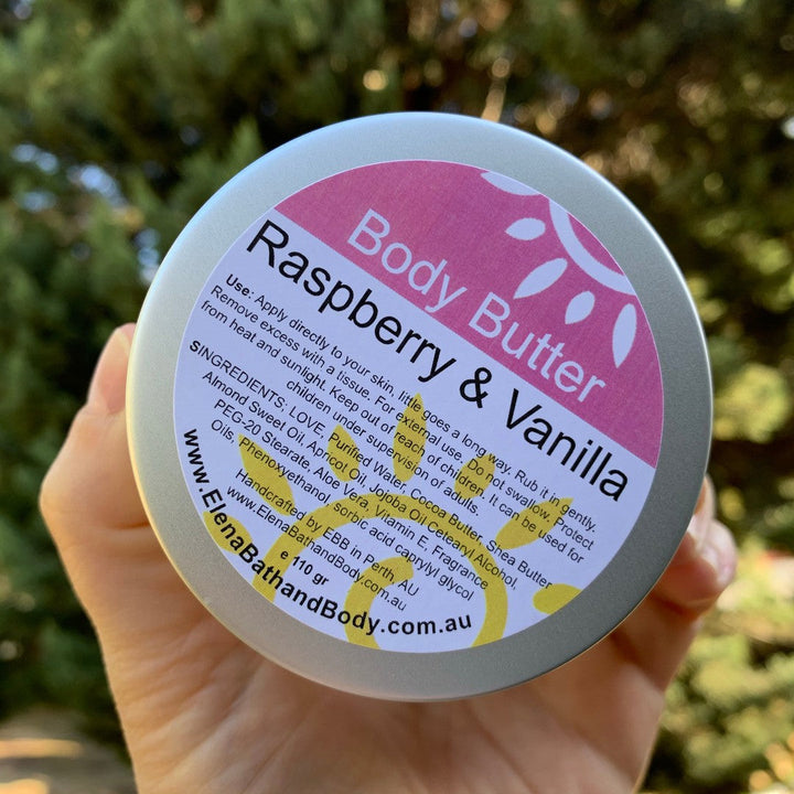 Body Butter - Raspberry & Vanilla-Moisturiser-Elena Bath and Body-natural-body-butter-cream-lotion-hand-made-in-australia