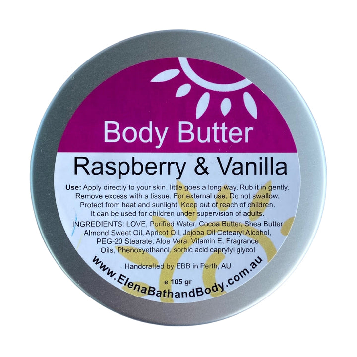 Body Butter - Raspberry & Vanilla-Moisturiser-Elena Bath and Body-natural-body-butter-cream-lotion-hand-made-in-australia