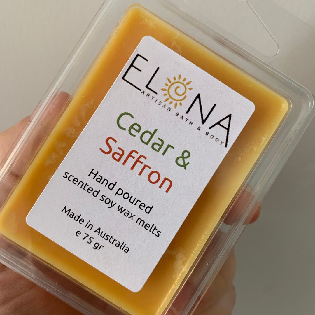 Cedar & Saffron Melt-Soy Wax Melts-Elena Bath and Body-natural-eco-friendly-pure-strong-fragrance-long-lasting-handmade-in-australia