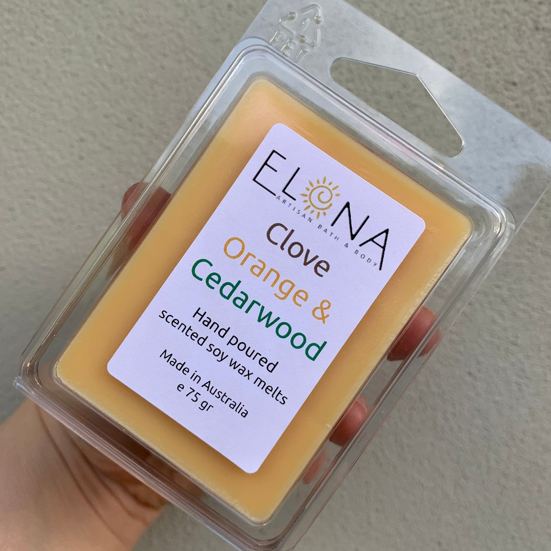 Clove Orange & Cedarwood Melt-Soy Wax Melts-Elena Bath and Body-natural-eco-friendly-pure-strong-fragrance-long-lasting-handmade-in-australia