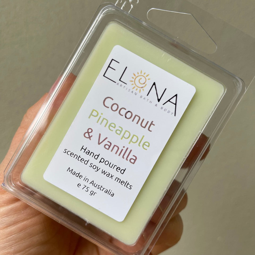 Coconut Pineapple & Vanilla Melt-Soy Wax Melts-Elena Bath and Body-natural-eco-friendly-pure-strong-fragrance-long-lasting-handmade-in-australia