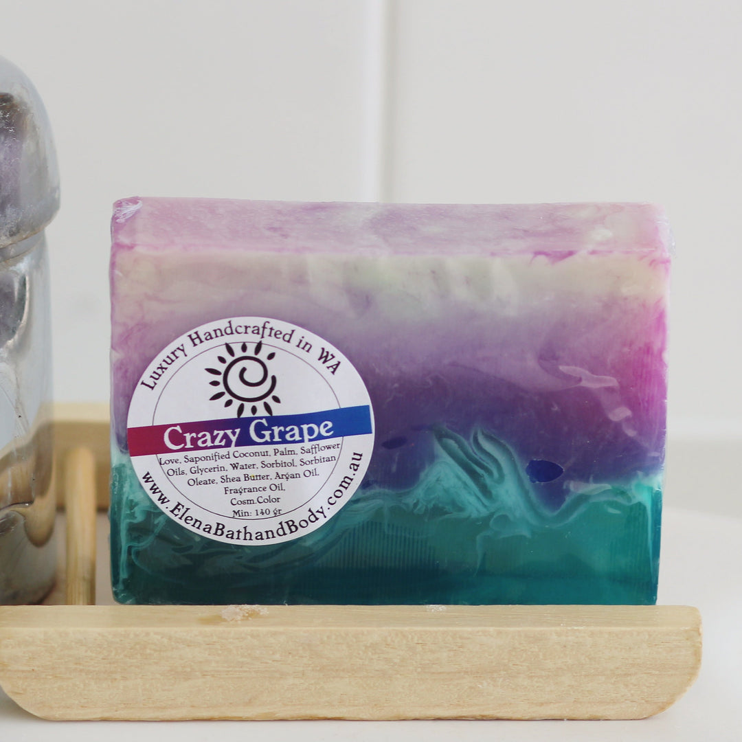 Crazy Grapes Bar-Luxury Glycerine soap-Elena Bath and Body-natural-gentle-soap-for-sensitive-skin-dry-skin-eczema-acne-hand-made-in-australia