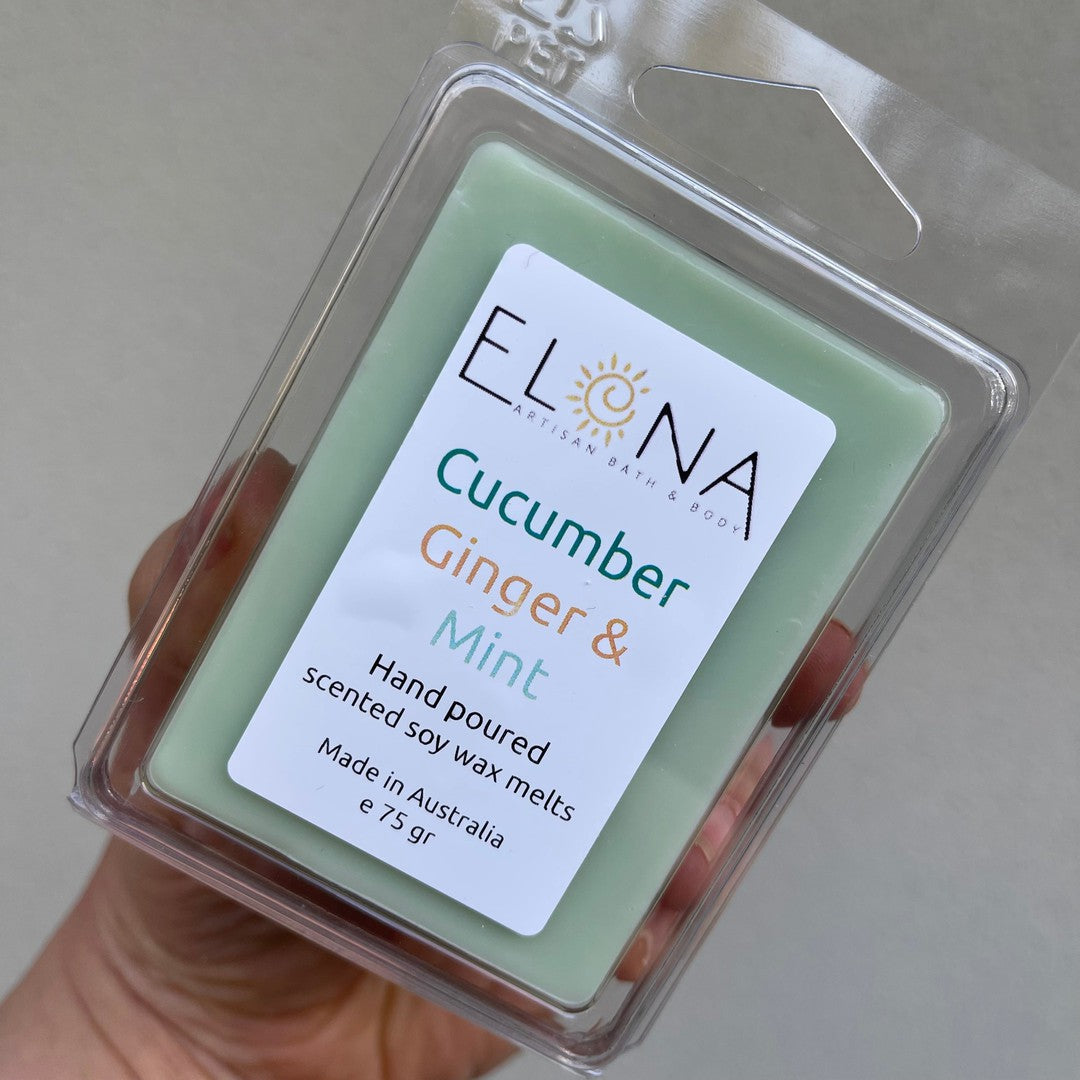 Cucumber Ginger & Mint Melt [Not Restocking Once Sold Out]-Soy Wax Melts-Elena Bath and Body-natural-eco-friendly-pure-strong-fragrance-long-lasting-handmade-in-australia