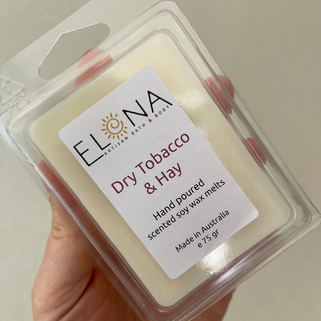 Dry Tobacco & Hay Melt-Soy Wax Melts-Elena Bath and Body-natural-eco-friendly-pure-strong-fragrance-long-lasting-handmade-in-australia