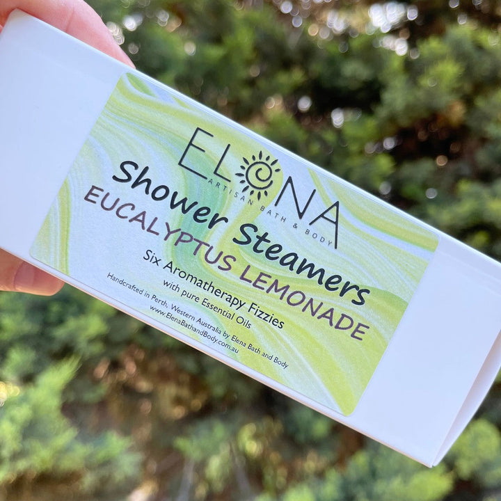 Eucalyptus Lemonade - Aromatherapy Shower Steamers-Aromatherapy Shower Steamers-Elena Bath and Body-pack of 6-aromatherapy-essential-oils-australia-menthol-sinus-relax-sleep-tablet-disc-strong-Shower-steamers-shower-bombs-shower-melts-aromatherapy-shower-tablets-shower-fizzies-shower-pods-shower-soothers-shower-discs-steam-therapy-tablets-spa-steamers-shower-aromatherapy-bombs-effervescent-shower-tablets-steam-melts-sinus-relief-tablets-decongestant-melts-energy-boost-discs-relaxation-tablets-sleep-steamers