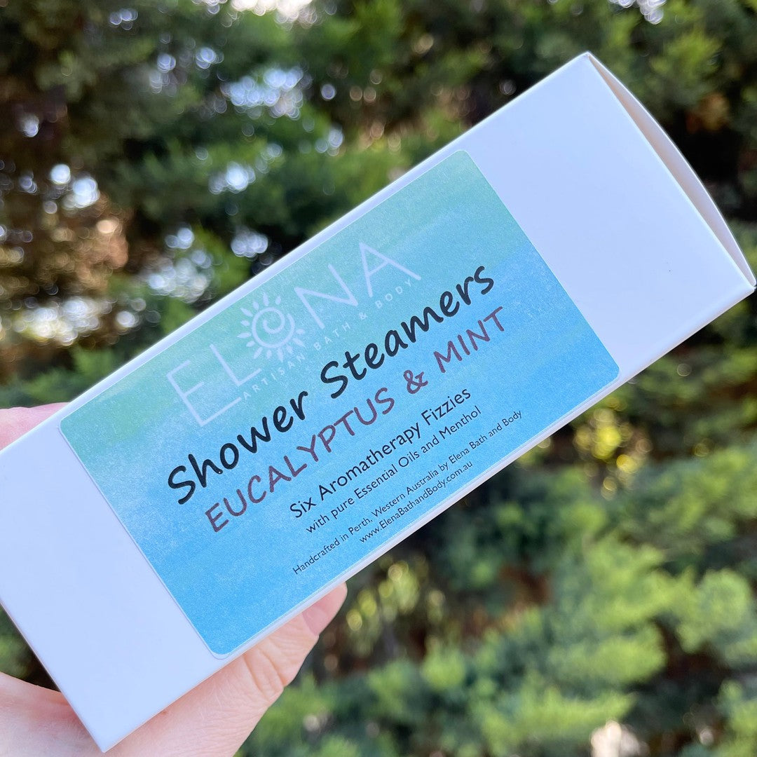 Eucalyptus & Mint - Aromatherapy Shower Steamers-Aromatherapy Shower Steamers-Elena Bath and Body-pack of 6-aromatherapy-essential-oils-australia-menthol-sinus-relax-sleep-tablet-disc-strong-Shower-steamers-shower-bombs-shower-melts-aromatherapy-shower-tablets-shower-fizzies-shower-pods-shower-soothers-shower-discs-steam-therapy-tablets-spa-steamers-shower-aromatherapy-bombs-effervescent-shower-tablets-steam-melts-sinus-relief-tablets-decongestant-melts-energy-boost-discs-relaxation-tablets-sleep-steamers-w