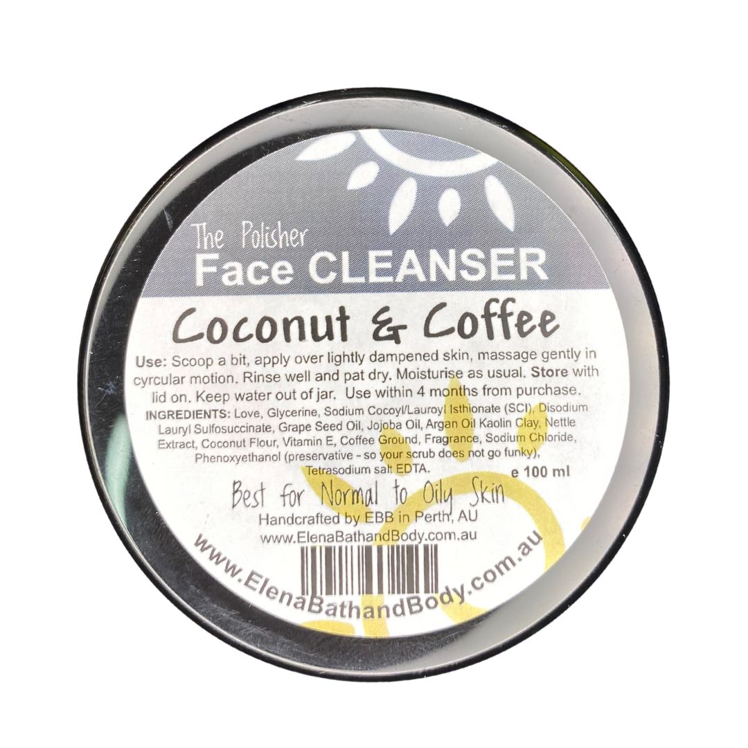 Face Cleanser - Coconut & Coffee. For Normal to Oily Skin-Face Scrub-Elena Bath and Body-natural-body-face-scrub-exfoliator-make-up-remover-made-in-australia