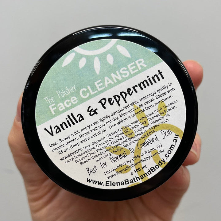 Face Cleanser - Vanilla & Peppermint *EO For Normal to Combined Skin.-Face Scrub-Elena Bath and Body-natural-body-face-scrub-exfoliator-make-up-remover-made-in-australia