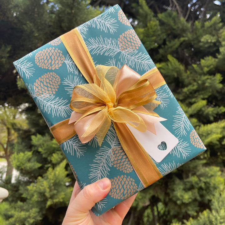 Gift Wrapping - We’ll wrap it for you!-All Products-Elena Bath and Body-Christmas Pine Cones Teal-natural-chemical-free-made-in-australia