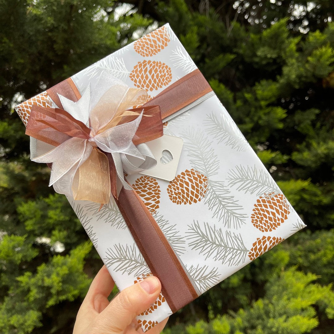 Gift Wrapping - We’ll wrap it for you!-All Products-Elena Bath and Body-Christmas Pine Cones White-natural-chemical-free-made-in-australia