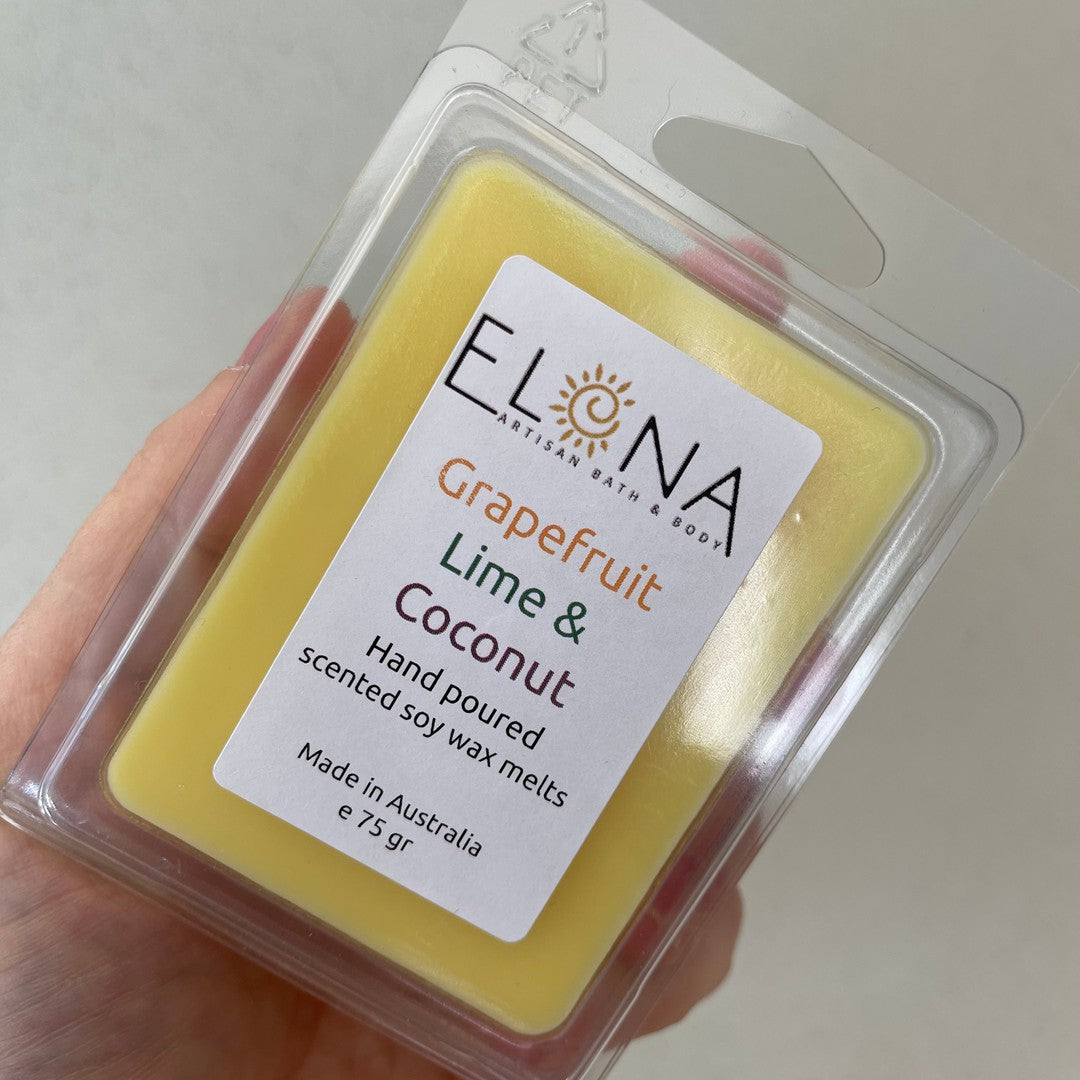 Grapefruit Lime & Coconut Melt-Soy Wax Melts-Elena Bath and Body-natural-eco-friendly-pure-strong-fragrance-long-lasting-handmade-in-australia