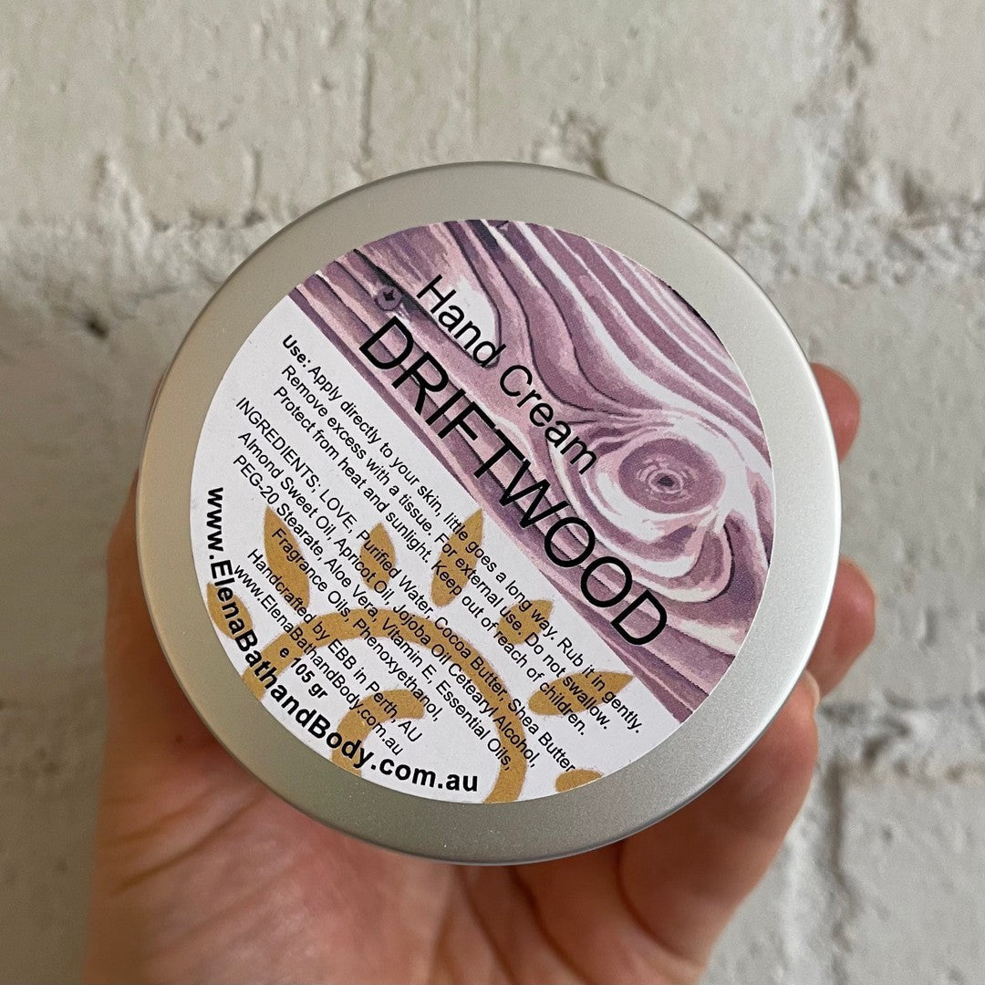 Hand Cream - Driftwood-Moisturiser-Elena Bath and Body-natural-body-butter-cream-lotion-hand-made-in-australia