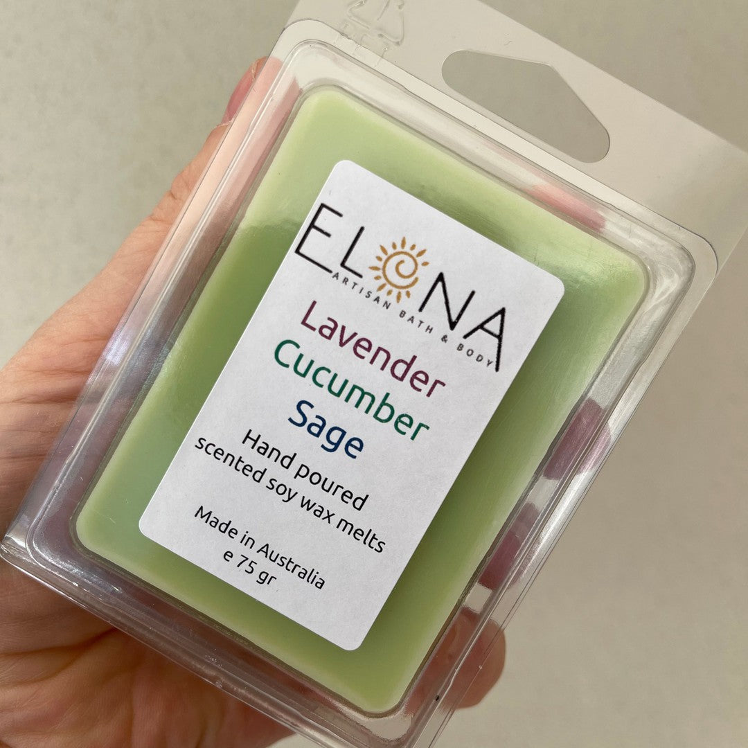 Lavender Cucumber Sage Melt [Not Restocking Once Sold Out]-Soy Wax Melts-Elena Bath and Body-natural-eco-friendly-pure-strong-fragrance-long-lasting-handmade-in-australia