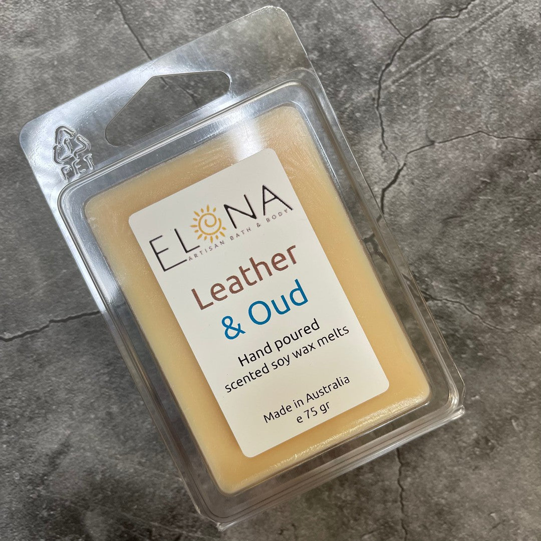 Leather & Oud Melt-Soy Wax Melts-Elena Bath and Body-natural-eco-friendly-pure-strong-fragrance-long-lasting-handmade-in-australia