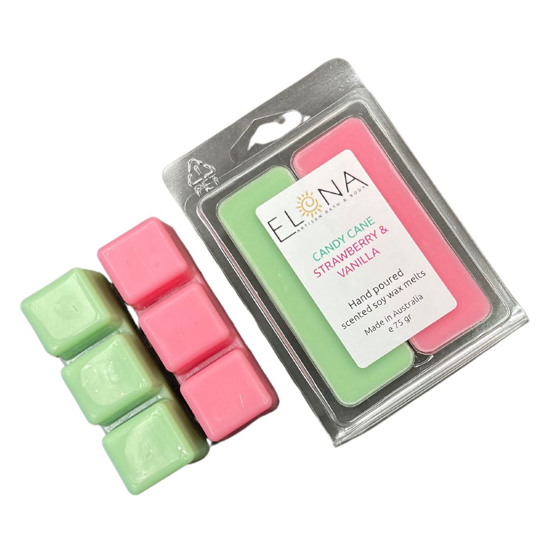 Limited Edition Duo Melt - Candy Cane & Strawberry & Vanilla-Soy Wax Melts-Elena Bath and Body-natural-eco-friendly-pure-strong-fragrance-long-lasting-handmade-in-australia