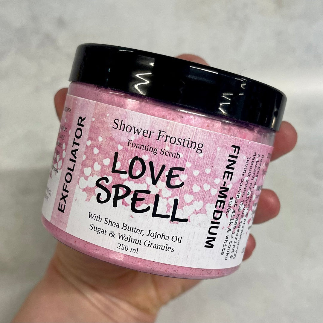 Love Spell - Shower Frosting-Body Scrub-Elena Bath and Body-natural-body-scrub-exfoliator-make-up-remover-made-in-australia