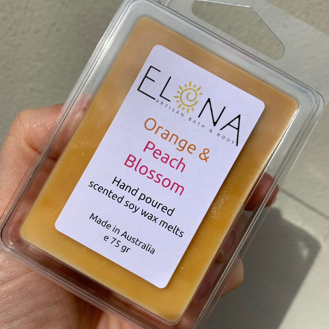 Orange & Peach Blossom Melt-Soy Wax Melts-Elena Bath and Body-natural-eco-friendly-pure-strong-fragrance-long-lasting-handmade-in-australia