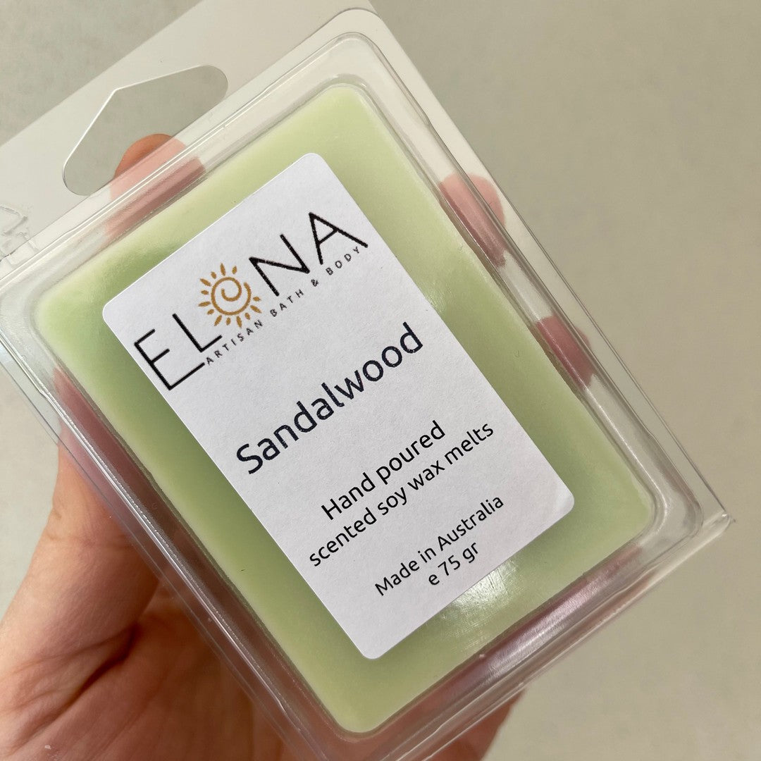 Sandalwood Melt-Soy Wax Melts-Elena Bath and Body-natural-eco-friendly-pure-strong-fragrance-long-lasting-handmade-in-australia