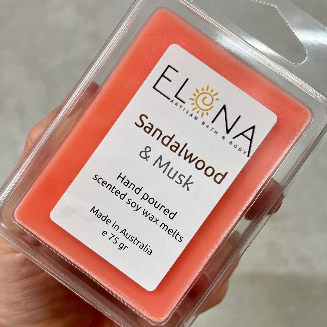 Sandalwood & Musk Melt-Soy Wax Melts-Elena Bath and Body-natural-eco-friendly-pure-strong-fragrance-long-lasting-handmade-in-australia