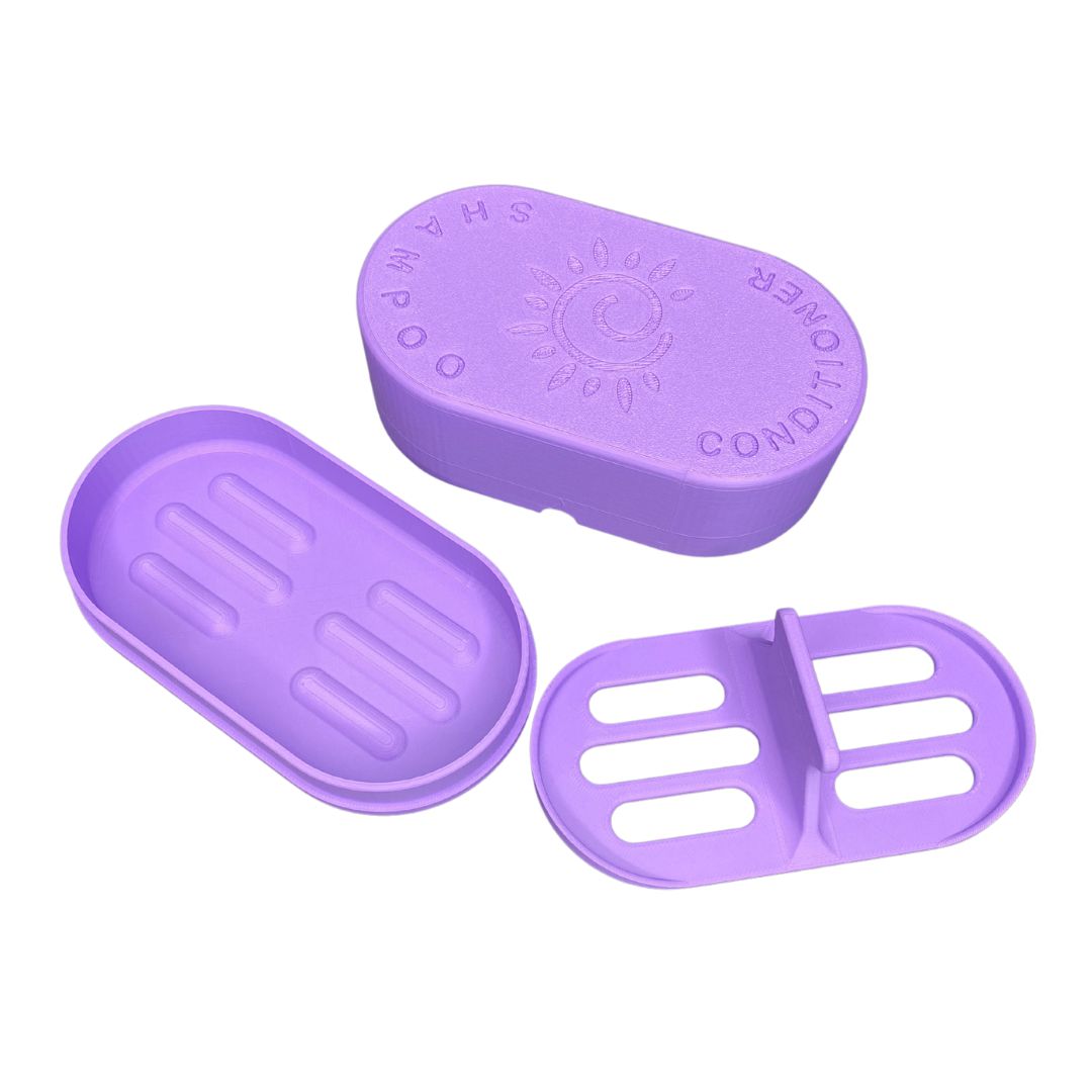 Shampoo & Conditioner Bar Travel Case-Solid Shampoo Travel Case-Elena Bath and Body-Purple-natural-solid-shampoo-conditioner-curly-hair-ph-balanced-made-in-australia