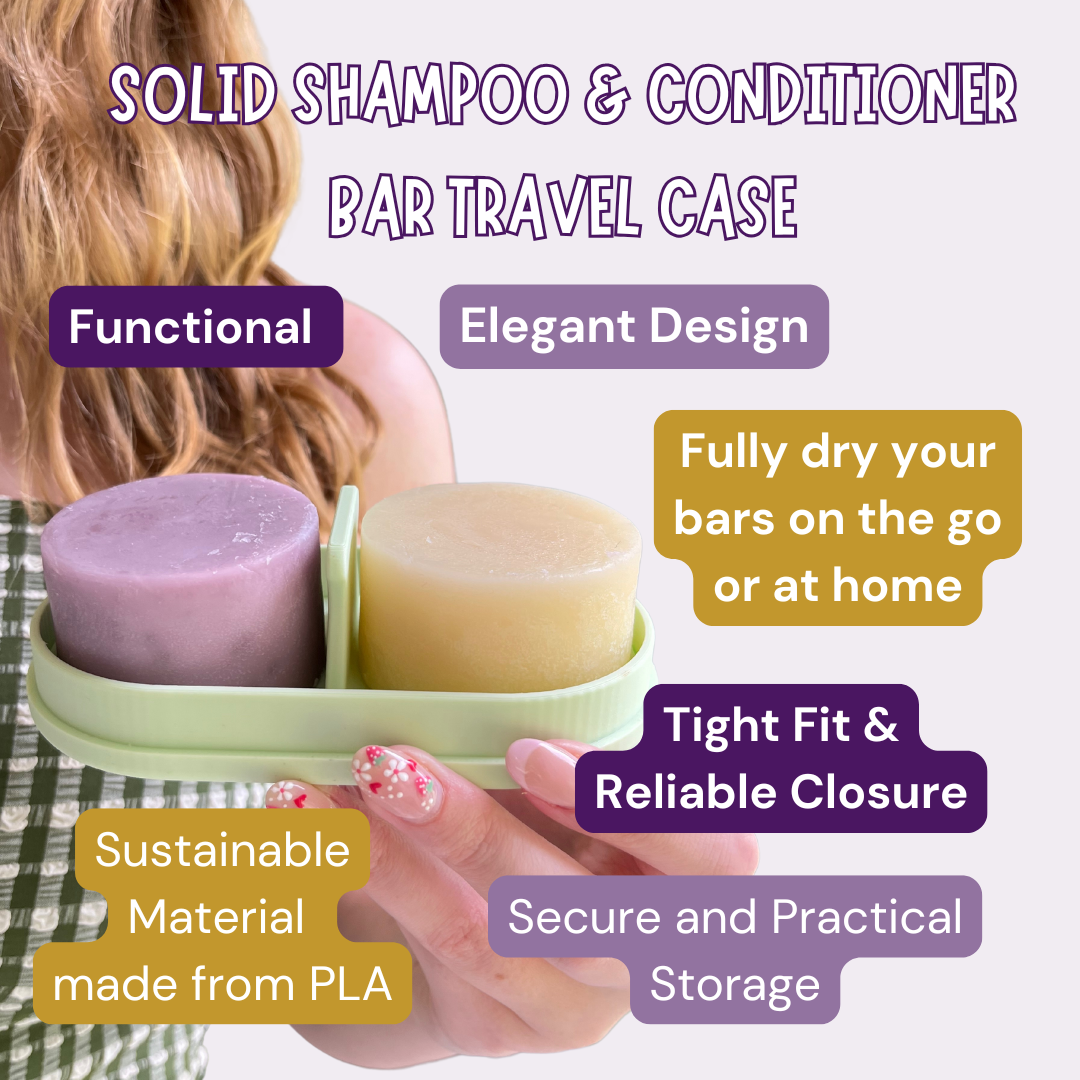 Single Shampoo & Conditioner Bar + Travel Case Bundle