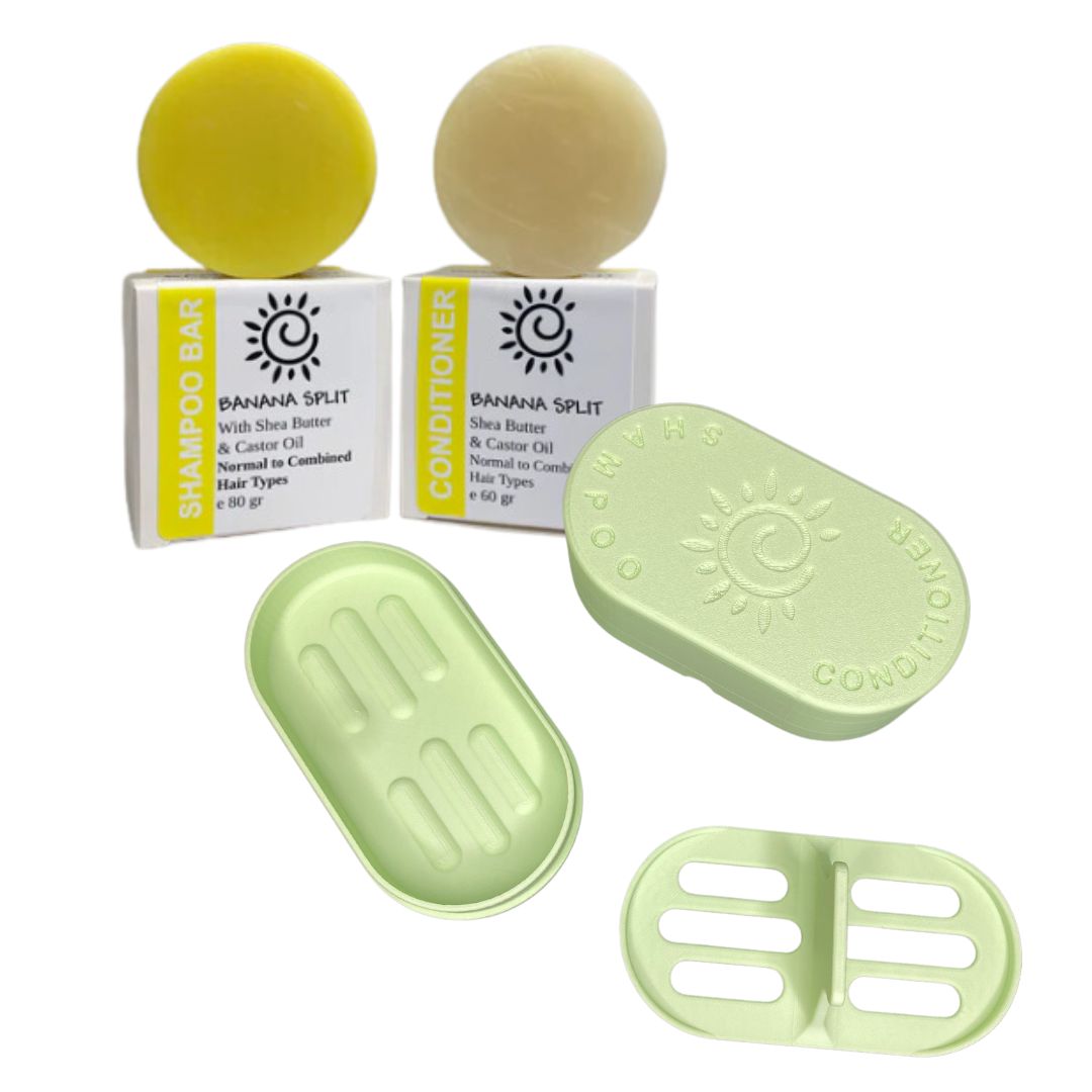 Single Shampoo & Conditioner Bar + Travel Case Bundle-Solid Shampoo Conditioner Bar-Elena Bath and Body-natural-solid-shampoo-conditioner-curly-hair-ph-balanced-made-in-australia